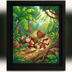 A.I. 80s, 90s & 2000s Nostalgia Game Art Print 8x10 in Glass Front Frame